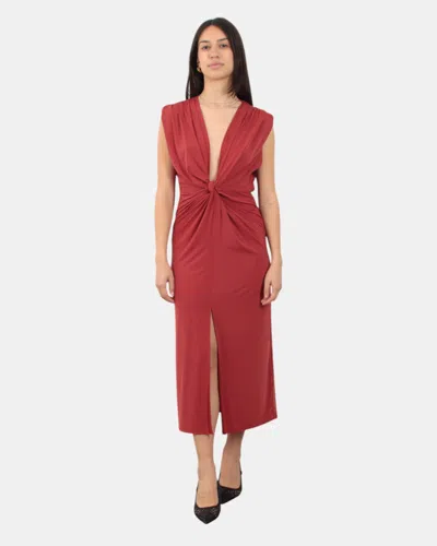 Mc2 Saint Barth Knot-detailing Midi Dress In Red