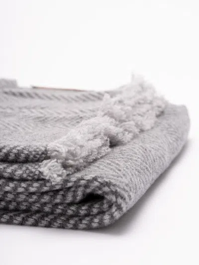 Brunello Cucinelli Men Cashmere Chevron Scarf In Gray