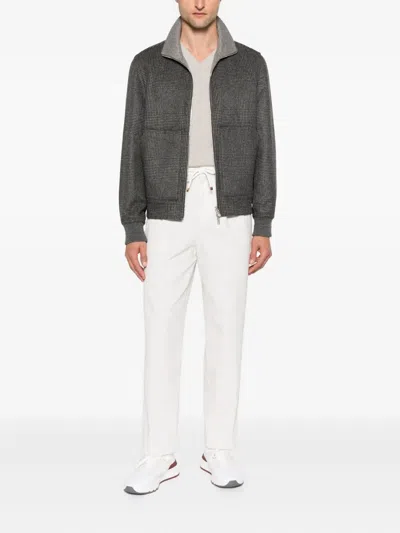 Brunello Cucinelli V-neck Cashmere Sweater In Neutral