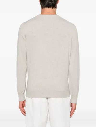 Brunello Cucinelli V-neck Cashmere Sweater In Neutral