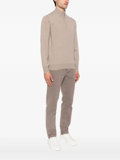 Brunello Cucinelli Zip-up Cashmere Sweater In Brown