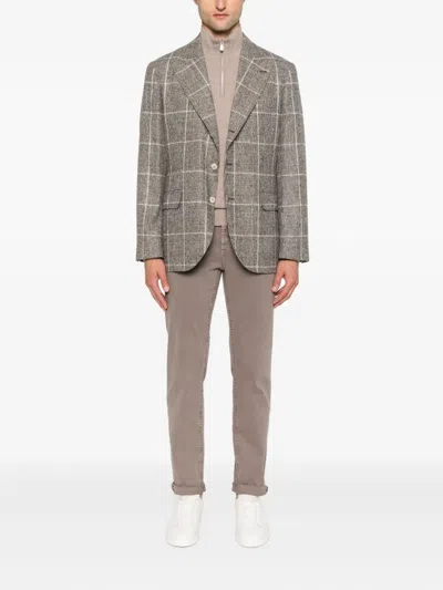 Brunello Cucinelli Zip-up Cashmere Sweater In Brown