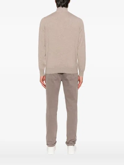 Brunello Cucinelli Zip-up Cashmere Sweater In Brown