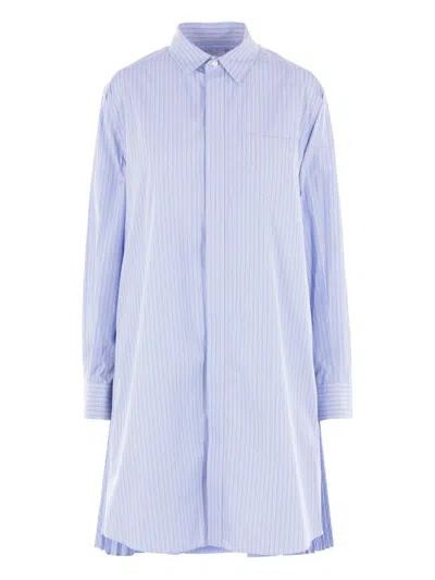 Sacai Striped Shirt Dress In Blue