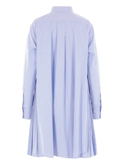 Sacai Striped Shirt Dress In Blue