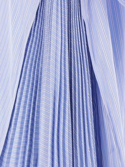 Sacai Striped Shirt Dress In Blue