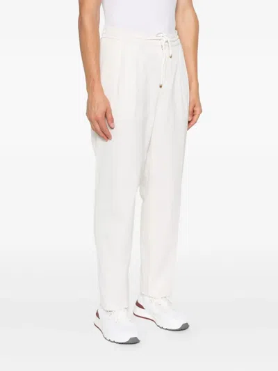 Brunello Cucinelli Cotton Track Pants In White