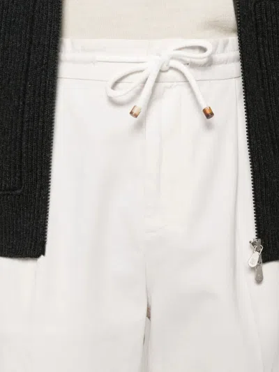 Brunello Cucinelli Cotton Track Pants In White