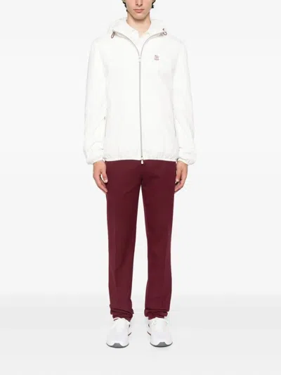 Brunello Cucinelli Cotton Chino Trousers In Burgundy