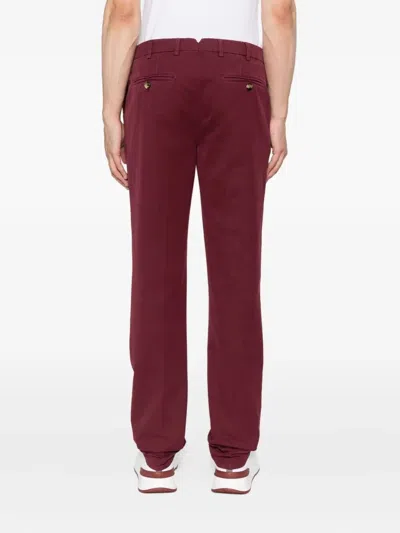Brunello Cucinelli Cotton Chino Trousers In Burgundy