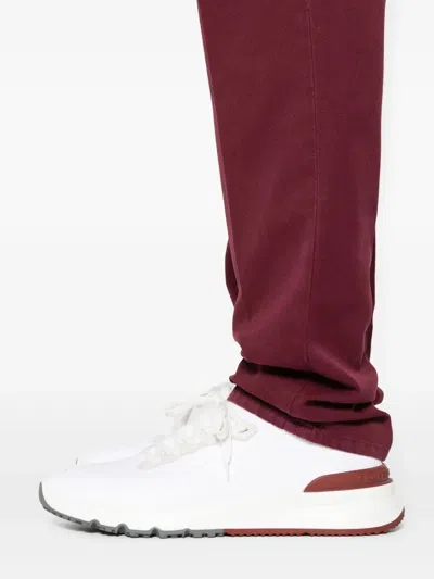 Brunello Cucinelli Cotton Chino Trousers In Burgundy