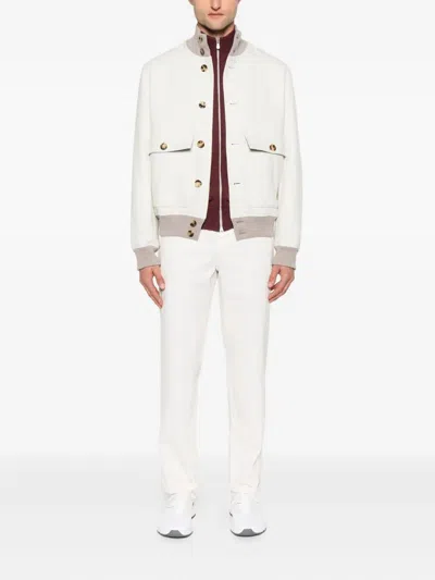 Brunello Cucinelli Wool Bomber Jacket Puffer Jackets White In White