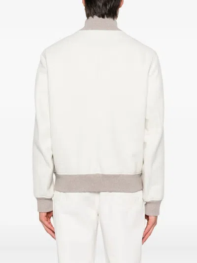 Brunello Cucinelli Wool Bomber Jacket Puffer Jackets White In White