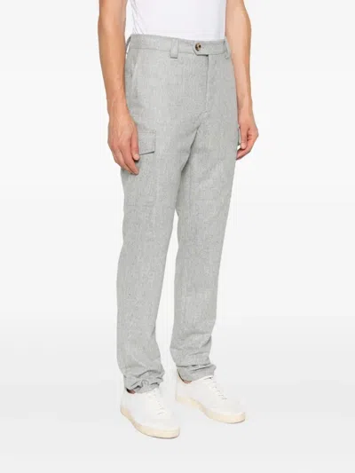 Brunello Cucinelli Wool Cargo Pants In Gray