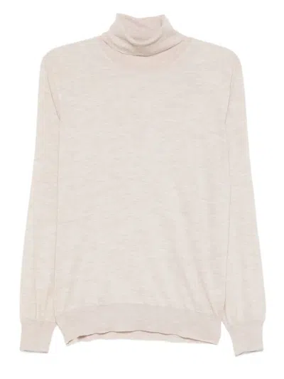 Brunello Cucinelli Men Turtle-neck Fine Gauge Sweater In Neutral