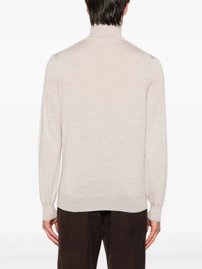 Brunello Cucinelli Men Turtle-neck Fine Gauge Sweater In Neutral