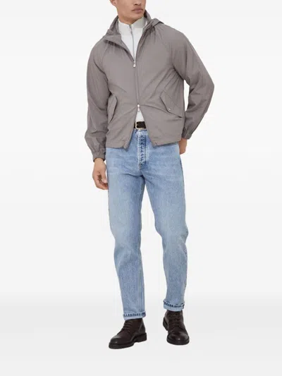Brunello Cucinelli Water Resistant Blouson Jacket In Gray