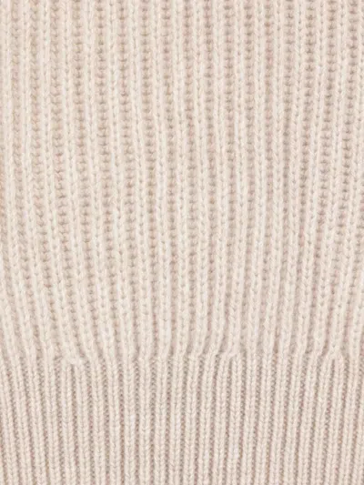 Brunello Cucinelli Ribbed Embellished-cuff Sweater In Nude