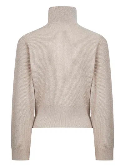Brunello Cucinelli Beige Sparkling Knit Zip-up Cardigan