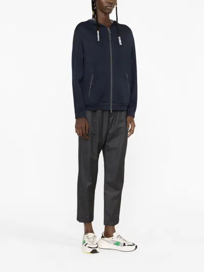Brunello Cucinelli Women Cotton And Silk Hoodie In Blue