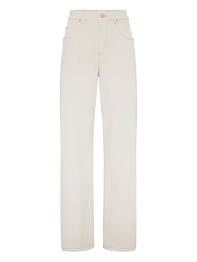 Brunello Cucinelli High-rise Straight-leg Jeans In White