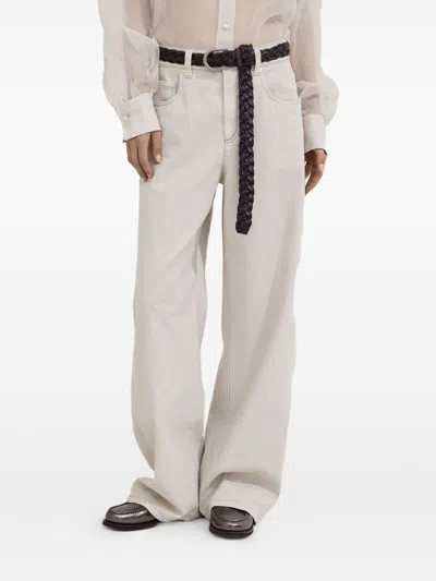 Brunello Cucinelli High-rise Straight-leg Jeans In White