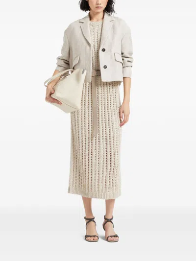 Brunello Cucinelli Beige Dazzling Dress In Neutral