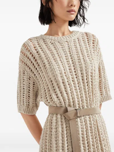 Brunello Cucinelli Beige Dazzling Dress In Neutral