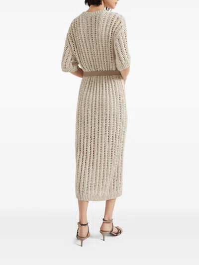 Brunello Cucinelli Beige Dazzling Dress In Neutral