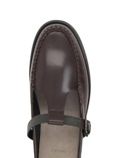Brunello Cucinelli Women Leather Slingback Loafers