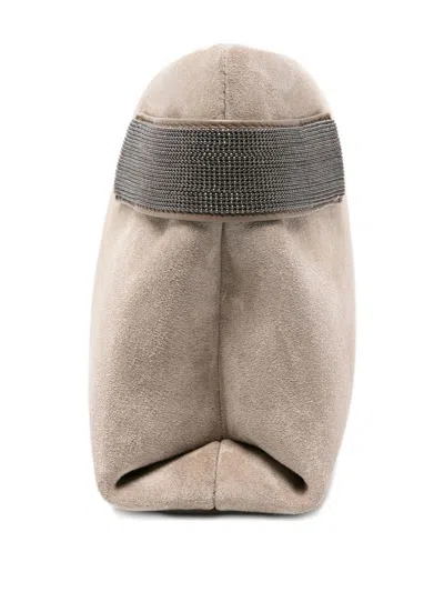 Brunello Cucinelli Women Suede Leather Clutch Bag