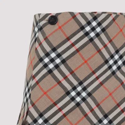 Burberry Check Midi Skirt Women In Brown