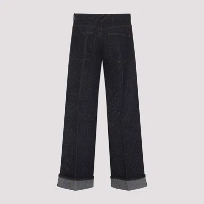 Burberry Straight Leg Rolled Cuff Denim Trousers In Black
