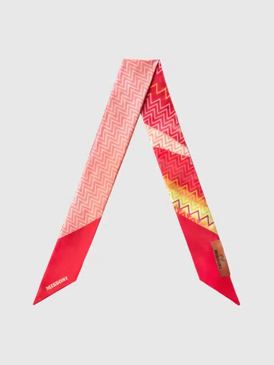 Missoni Silk Zigzag Bandeau Scarf With Logo