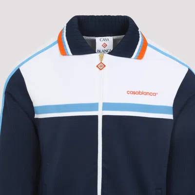 Casablanca Ribbed Collar Side Pockets Track Jacket In Blue