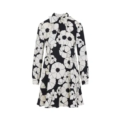 Celine Bow Floral High Neck Long Sleeve Dress