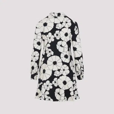 Celine Bow Floral High Neck Long Sleeve Dress