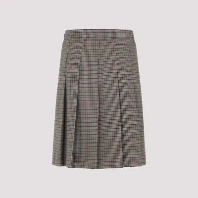 Celine Pleated Wool Checkered Mini Skirt
