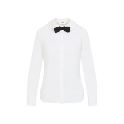 Celine Silk Blend Shirt With Black Bow