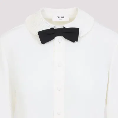 Celine Silk Blend Shirt With Black Bow