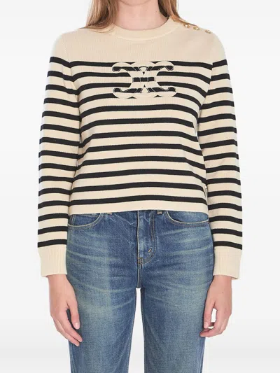Celine Women Triomphe Cashmere And Wool Sweater In Multi