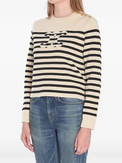Celine Women Triomphe Cashmere And Wool Sweater In Multi