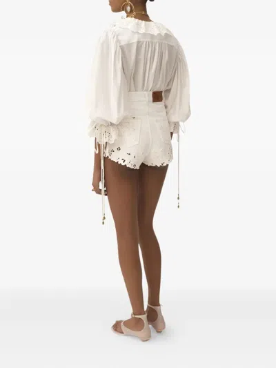 Chloé Broderie-anglaise Ruffled Blouse In White