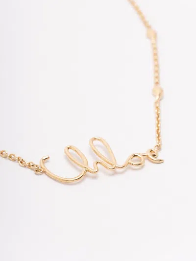 Chloé Vintage Gold Necklace With Cursive Name Pendant And Delicate Chain In Gold
