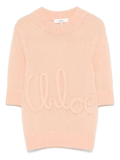 Chloé Alpaca Wool And Silk Knit Elbow-sleeve Logo Sweater Clothing