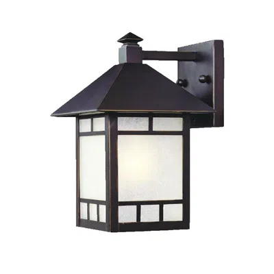 Hivvago Petite Antique Bronze Frosted Glass Lantern Wall Light