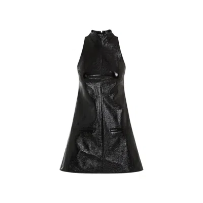 Courrèges Courreges 2 Pockets Vinyl A-line Dress Women In Black