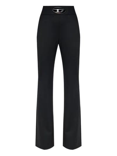 Diesel Women P-erseus Wool Blend Trousers In Black