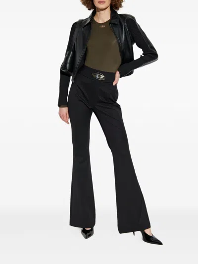 Diesel Women P-erseus Wool Blend Trousers In Black