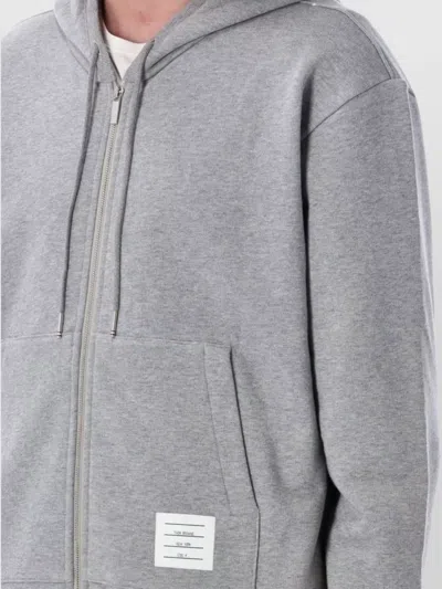 Thom Browne Zip-up Hoodie Pullover Loopba In Gray
